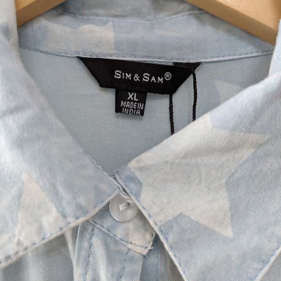 Sim & Sam Star Print Tie Front Hem Top XL - Picture 3 of 4